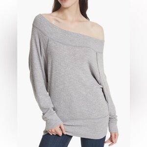 Free People Heather Gray Off-Shoulder Sweater